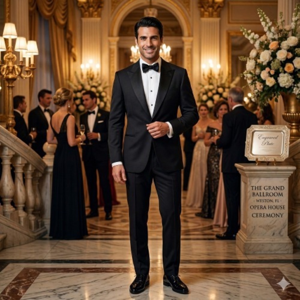 Marzotto Sartoriale Tuxedo Jacket Black Marlane Merino Extra Fine Wool Italy 46R